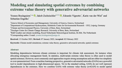 Modeling and Simulating Spatial Extremes by Combining Extreme Value Theory with Generative Adversarial Networks featured image